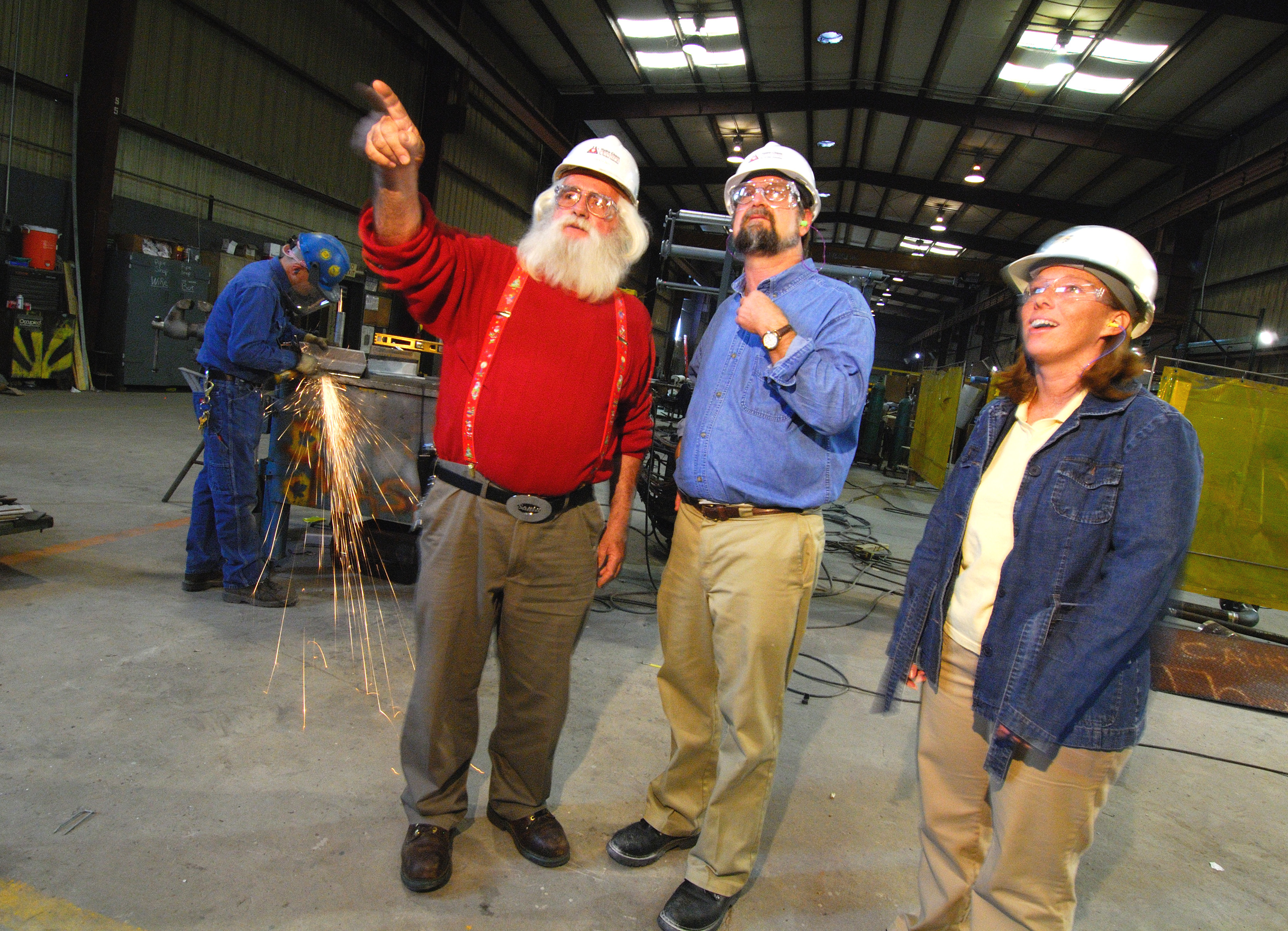 three researchers inspecting