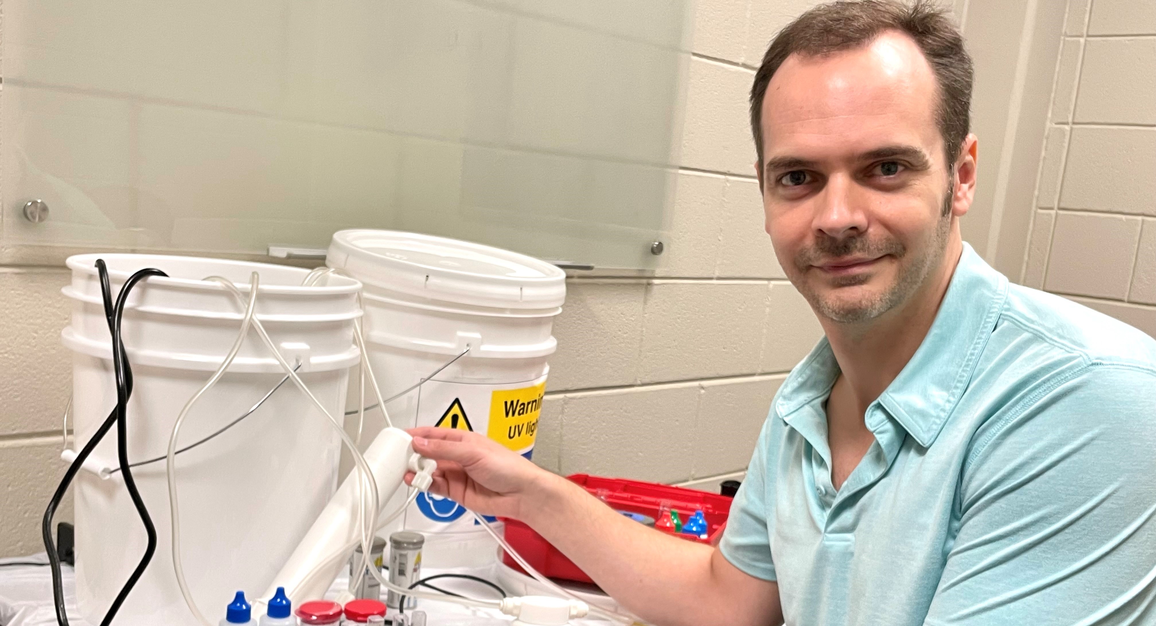 Robert Harris with his UV water disinfection research.