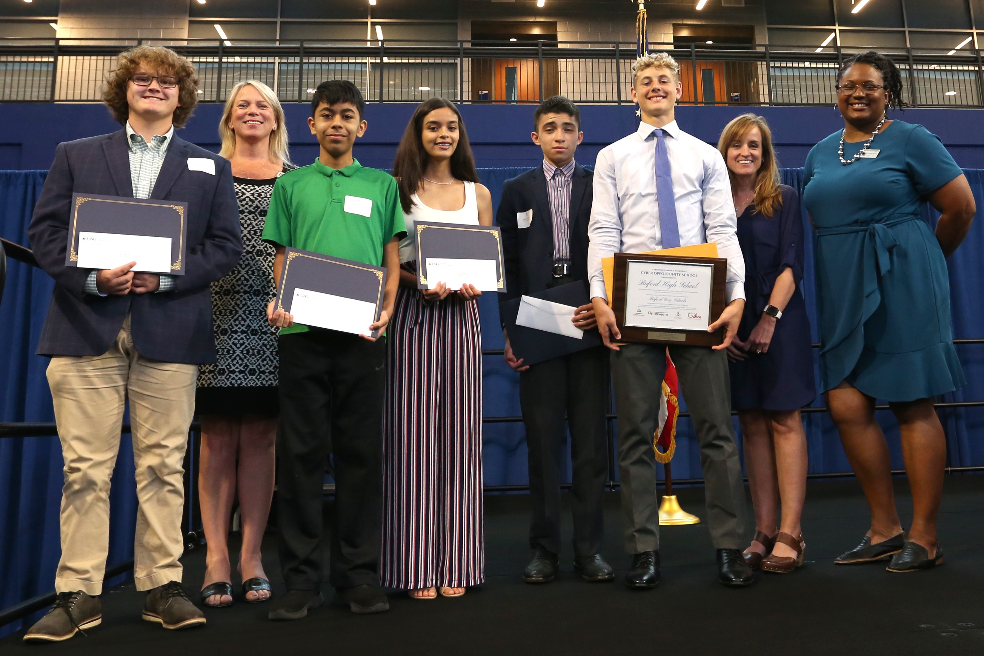 Students at a CyberStart awards ceremony. 