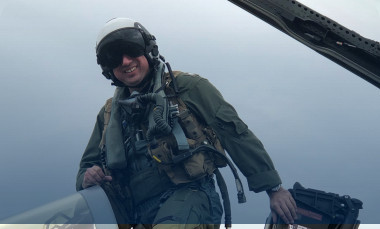 David Picinich exiting an EA-18G Growler aircraft
